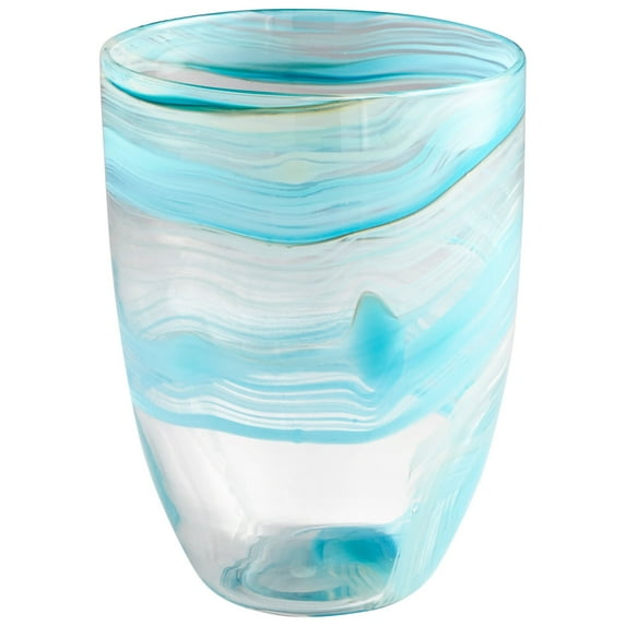 09451-Cyan lighting-sky swirl - small Vase - 6.75 Inches Wide by 8.75 Inches High