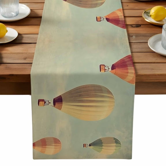 Sky Table Runner, Hot Air Balloon Kitchen Table Runners Dress Scarves for Table Decorations Party/Restaurant/Indoor Outdoor Use, 13x36in