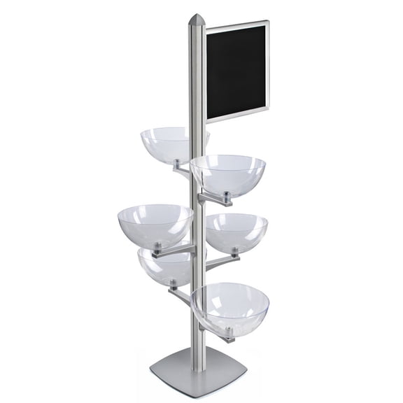 Sky Tower Bowl Display with Slide-in Frame Sign Holder