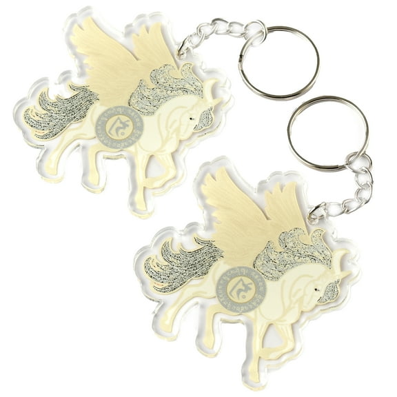 Sky Unicorn with Spirit Essence Amulet Feng Shui Keychains, Symbol for Boosting Your Inner Strength, Feng Shui Gift, Lightweight Acrylic, Made In USA, (2 Pack)