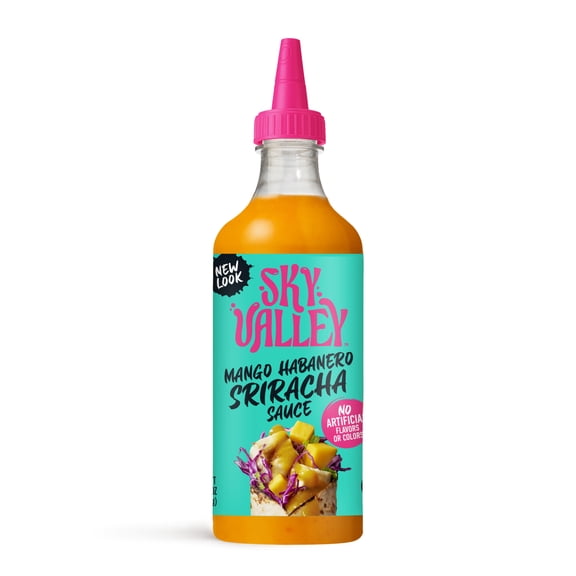 Sky Valley Mango Habanero Sriracha Chili Hot Sauce, Gluten-Free, Plant-Based, No High Fructose Corn Syrup, 18.5 oz