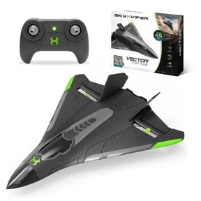 Sky Viper Vector Performance RC Stunt Plane, Speeds up to 45 mph, 1-Touch Stunts, Auto Stabilization, Removable Rechargeable Battery, Teens and Adults