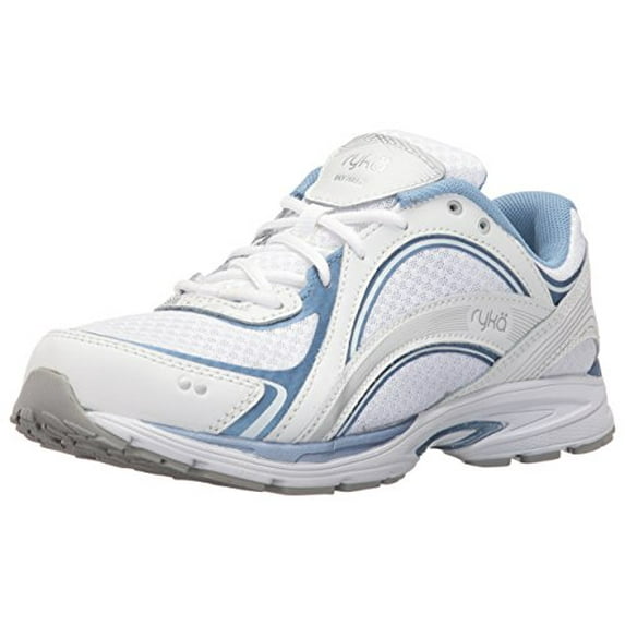 ryka sky walk walking shoe, white/blue, 9 w us
