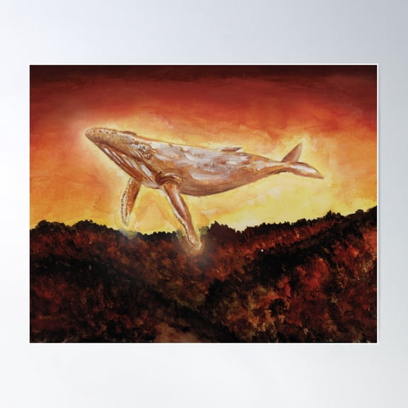 Sky Whale Poster Wall Art, Modern Wall Decor For Living Room Bedroom, 8x12 UNFRAMED