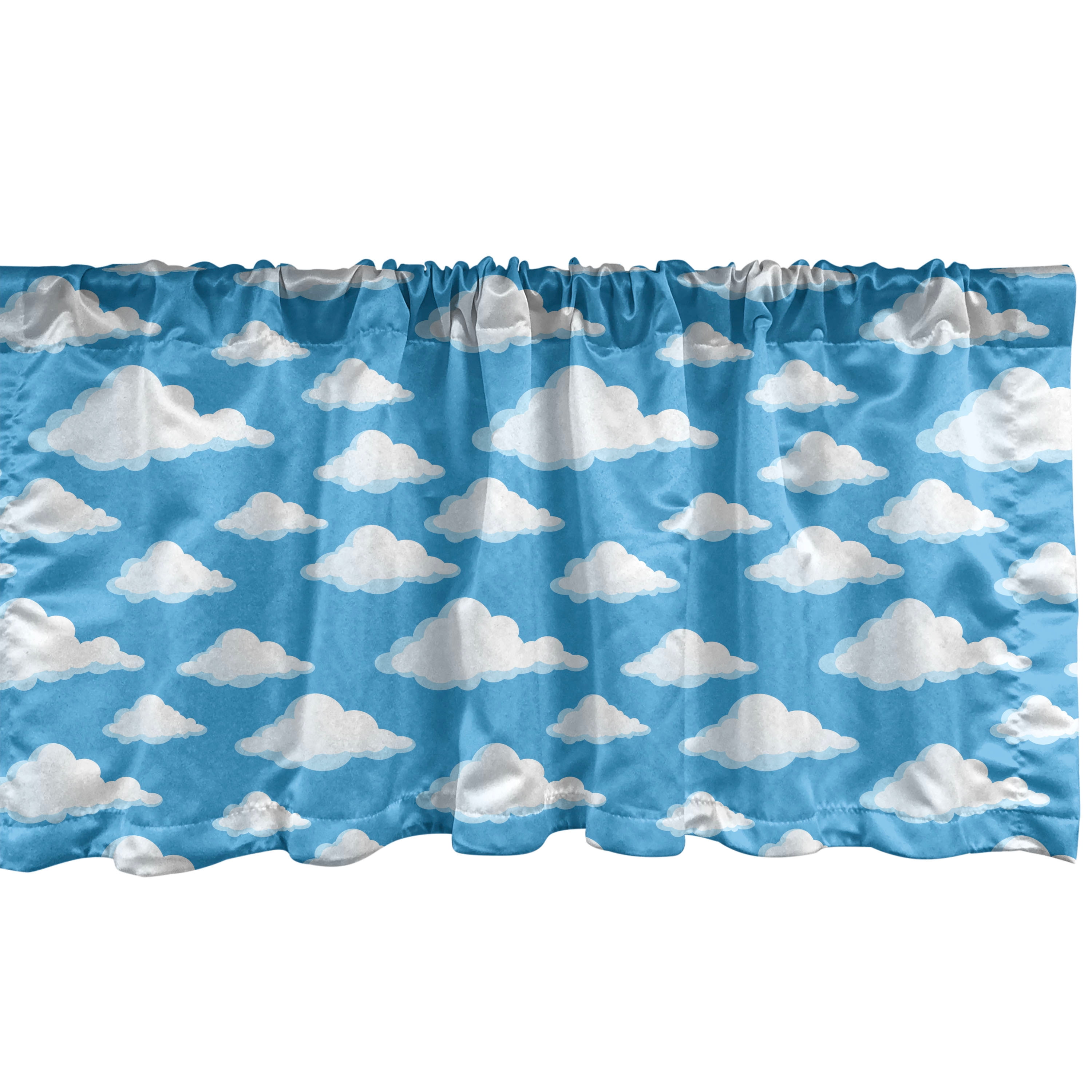 Ambesonne Sky Window Valance, Fluffy Clouds Cumulus Motif, 42