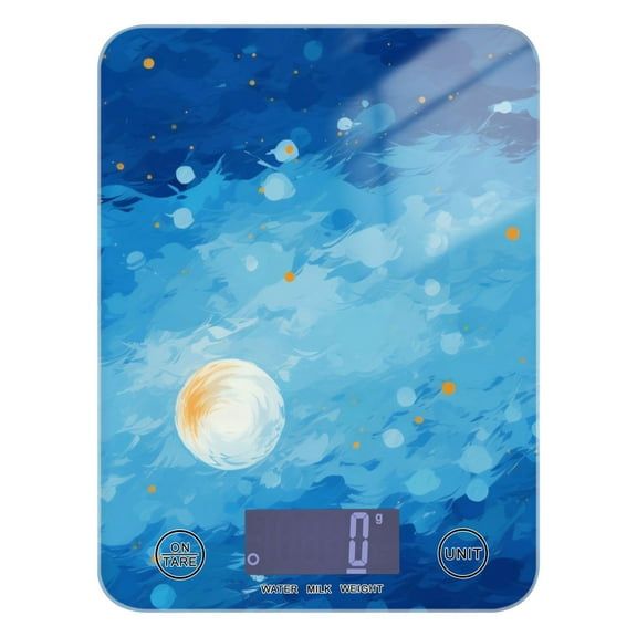 Sky and Moon Food Scale Digital Kitchen Scale Waterproof Tempered Glass Tare Function 11 lb for Baking Cooking Meal Prep
