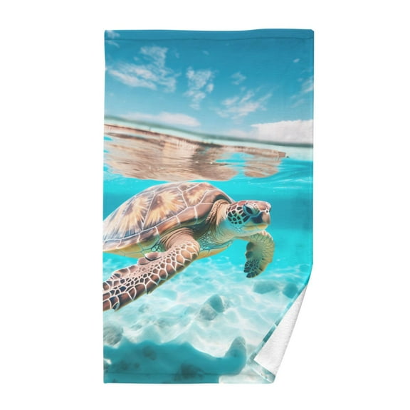 Sky and Sea Turtle in Sea Cotton Face Towels Absorbent Hand Towel Soft Bathroom Towel for Kitchen Hotel Decoration