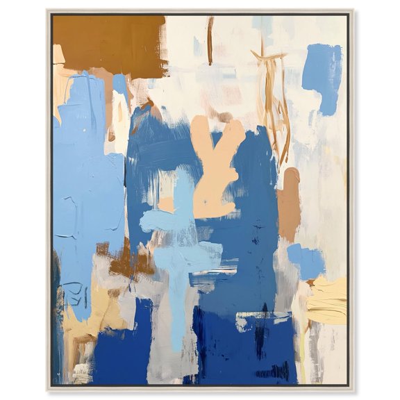 Sky and Sunlight I Canvas Modern Blue Abstract by Art Remedy, Silver Frame, 16 x 20