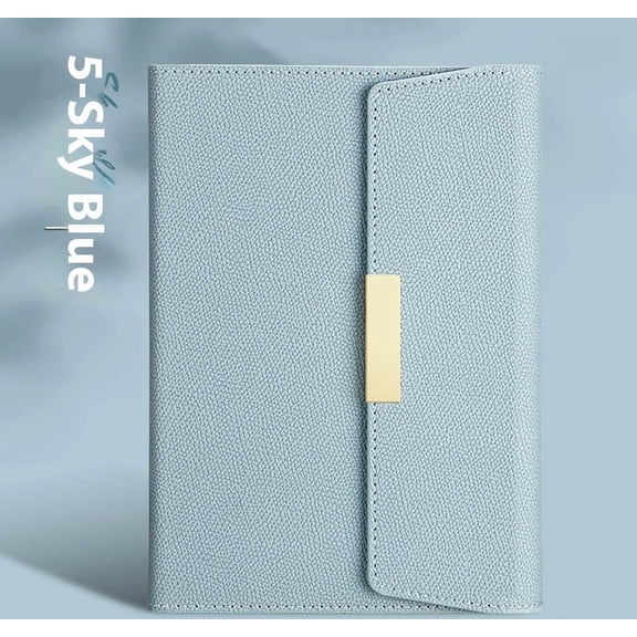 Sky blue Lined Journal for Men Women, Magnetic Buckle Leather Bound Notebook, Journals for Writing, A5 Hardcover Journaling Notebook for Work, Note Taking