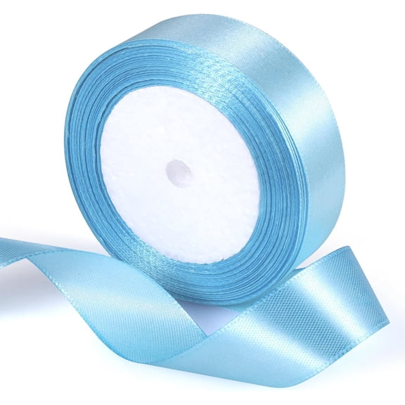 Sky blue color Ribbon 2cm * 22.8m,Gift Wrap Ribbons, Single Face Polyester Silk Fabric Hair String Ribbon for Craft, Gift Wrapping and Valentines Decoration, Flower Bouquets