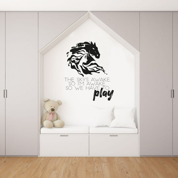 The Sky's Awake So I'm Awak So We Have To Play - Disney Movie Frozen Quote Queen Elsa Silhouette Vinyl Wall Art Wall Sticker Wall Decal Home Room Decoration Decal Kids Room Décor Size (30x30 inch)