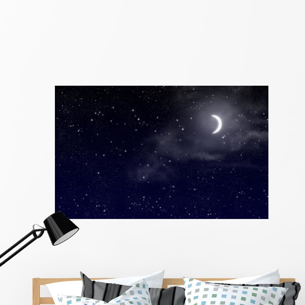 Sky with Stars and Wall Mural Decal Sticker, Wallmonkeys Peel & Stick ...