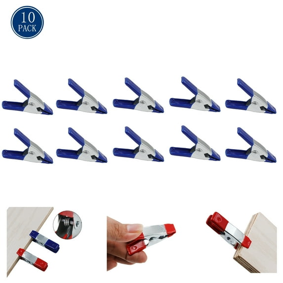 10 PCS 2" inch Metal Spring Clamps, Clamps Heavy Duty, Tent Clips with Rubber Tips for Woodworking Camping Home Improvement Photography Projects(Blue)