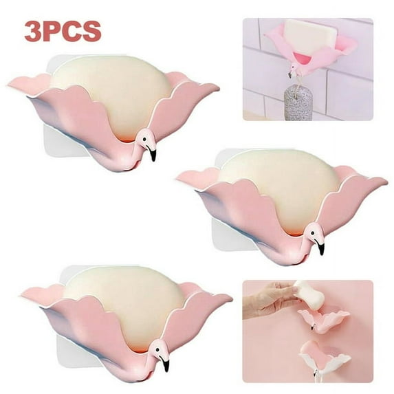 3-Pack Soap Holder, Wall Mounted Draining Plastic Soap Dishes with Hook for Bathroom Kitchen