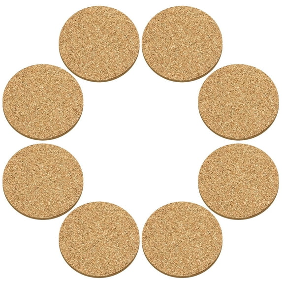 8Pcs Anti-slip Shock-absorbing Cork Pad For Drinks, Natural Cork Round Coasters, Reusable Absorbent Heat-Resistant Drink Cup Mats for Coffee Wine Glasses