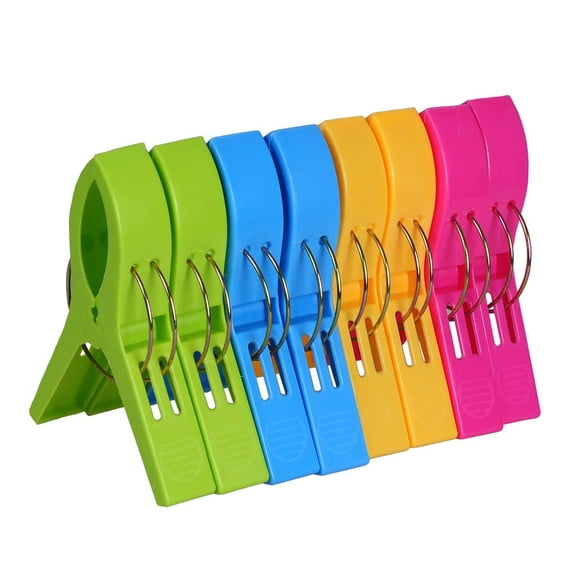SkyAuks Beach Chair Towel Clips on Cruise, 8 Pack Large Clamps, Clothes Pegs, Beach Towel Holder to Keep Your Towel from Blowing Away, Heavy Duty and in Bright Colors