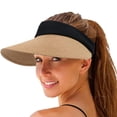 thumbnail image 1 of Large Brim Sun Hats for Women, Straw Sun Visor Hat Wide Brim Summer UV Protection Beach Cap, Lightweight Foldable Floppy Hat Breathable Casual Summer Outdoor Hat, Khaki, 1 of 7