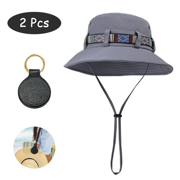 SkyAuks Bucket Hats for Men with Hat Clip, Sun Hat for Men, Men's Summer Fishing Hat, Outdoor Big Wide Brimmed Fisherman's Mesh Hat, Gray