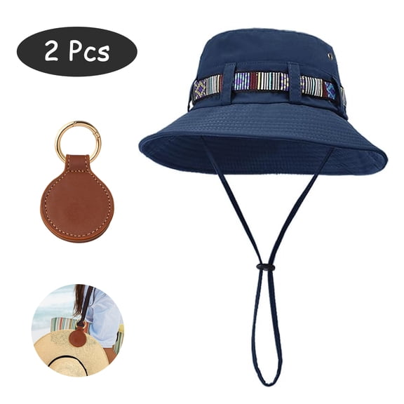 SkyAuks Bucket Hats for Men with Hat Clip, Sun Hat for Men, Men's Summer Fishing Hat, Outdoor Big Wide Brimmed Fisherman's Mesh Hat, Navy Blue