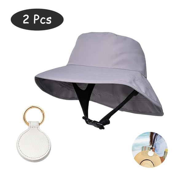 SkyAuks Bucket Hats for Men with Hat Clip, Sun Hat for Men, Waterproof Surf Hat for Men and Women, Beach Hat with Adjustable Chin Rope, Gray