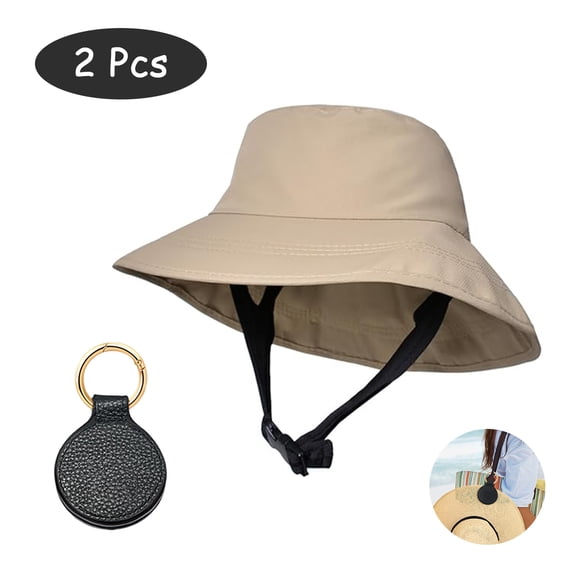 SkyAuks Bucket Hats for Men with Hat Clip, Sun Hat for Men, Waterproof Surf Hat for Men and Women, Beach Hat with Adjustable Chin Rope, Khaki