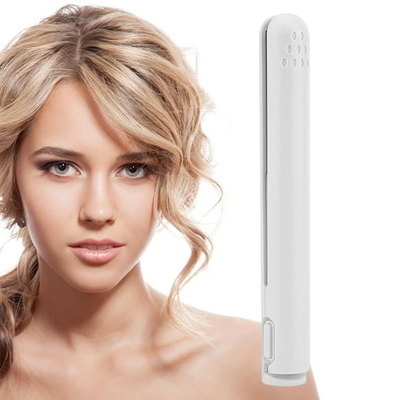 SkyAuks Curling Iron, Mini 2-in-1 Hair Straightener and Curler, White