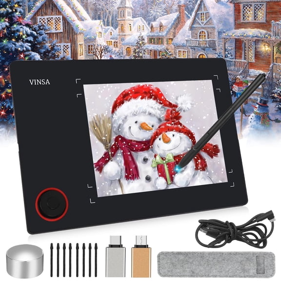 SkyAuks Digital Art Tablet, 6x10 Inch Graphics Drawing Tablet, 8192 Levels Pressure Sensitivity, Battery-Free Stylus
