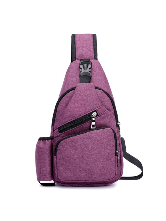 SkyAuks Fanny Pack, Sling Bag, Chest Pack for Men Women Crossbody Bag One Strap Backpack with USB Charging Port, Light & Large Capacity, Purple