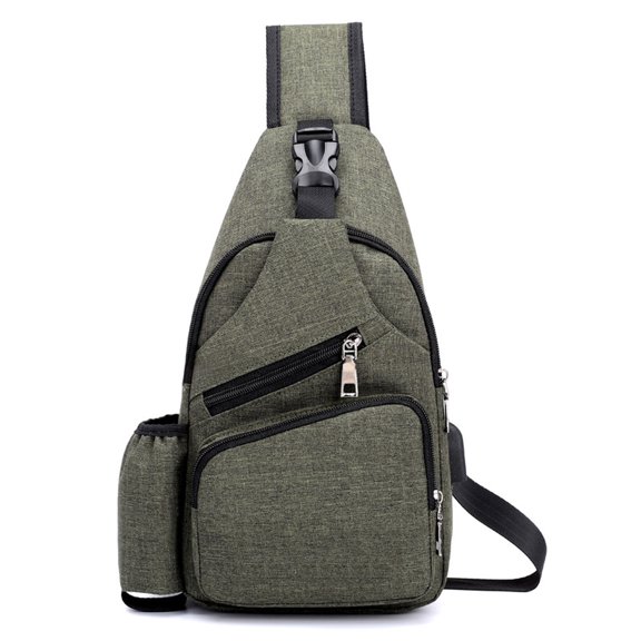 SkyAuks Fanny Pack, Travel One Strap Backpack with USB Charging Port, Army Green