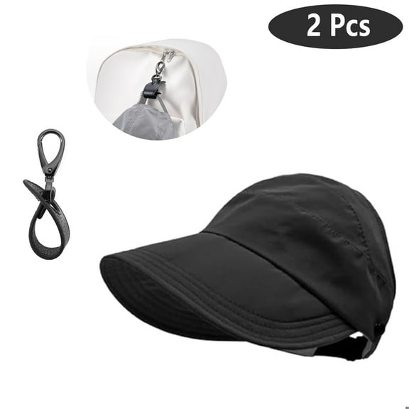 SkyAuks Large Brim Sun Hats for Women with Hat Clip, Hollow Top Summer Beach Cap Sun Hats, UV Protection Wide Brim Cap, Foldable Packable Ideal for Outdoor, Black