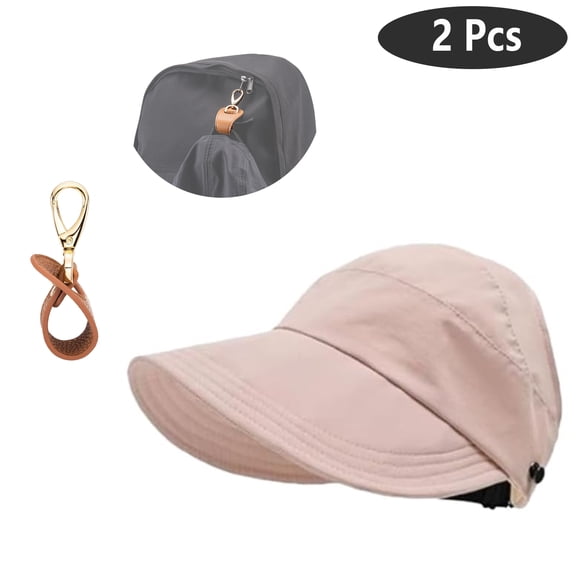 SkyAuks Large Brim Sun Hats for Women with Hat Clip, Hollow Top Summer Beach Cap Sun Hats, UV Protection Wide Brim Cap, Foldable Packable Ideal for Outdoor, Pink
