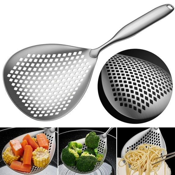 SkyAuks Mesh Strainer, Stainless Steel Strainer with Comfort Handle and Hanging Holes, Silver