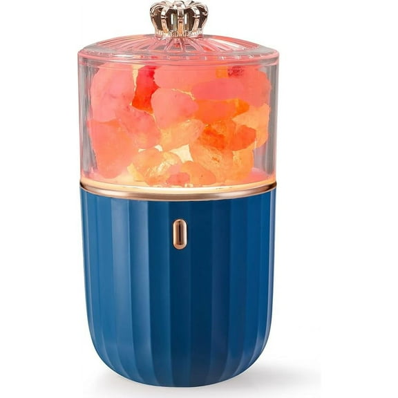Salt Lamp - Himalayan Salt Lamp 2 in 1 Crystal Salt Lamp Essential Oil Diffuser, 7-Color Light Salt Lamp Night Light for Living Room, Bedroom (Blue)