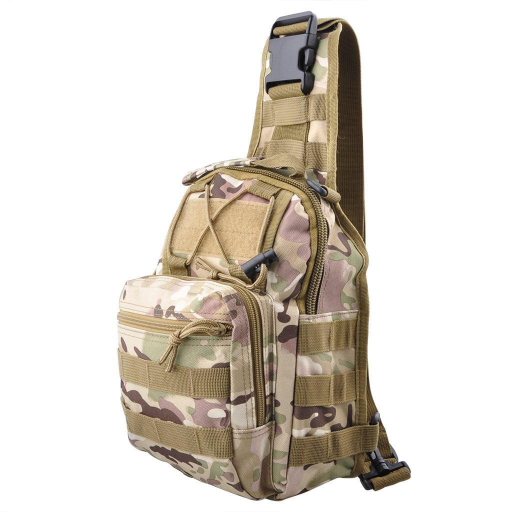 SkyAuks Sling Bag for Men, Crossbody Bag Men, Nylon Small Shoulder Bag, Pack Chest Bag for Men, Outdoor Sports Bag for Men, Waterproof Cross-Body Bag, Camouflage Khaki