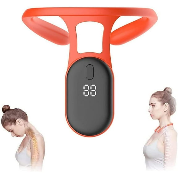 SkyAuks Soothing Neck Instrument, Lymphatic Drainage Device for Neck, Portable Neck Lymphatic Massager, Body Shaping Pose Reminder for Correct Posture, Belt Relief Massage Device for Adult (Red)