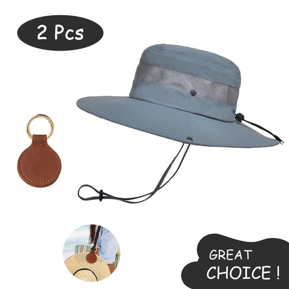 SkyAuks Sun Hat for Men with Hat Clip, Mesh Bucket UV Sun Visor Cap, Gray