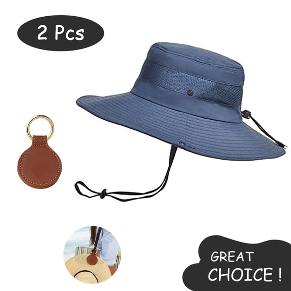 SkyAuks Sun Hat for Men with Hat Clip, Mesh Bucket UV Sun Visor Cap, Navy Blue