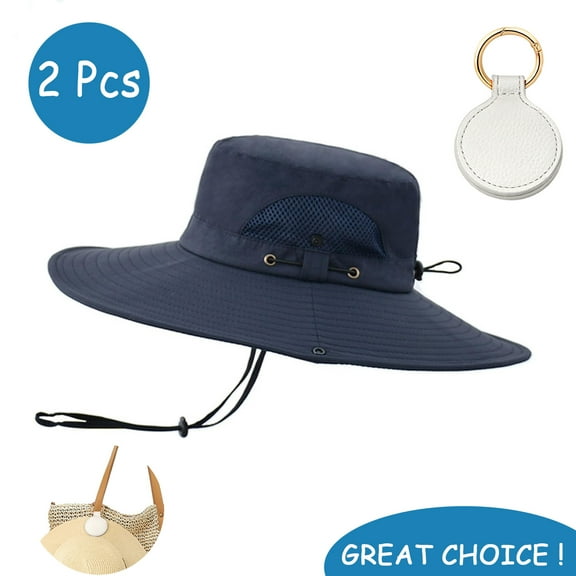 SkyAuks Sun Hats for Men with Hat Clip, Bucket Hats for Men, Unisex Wide Brim Boonie Hat UV Protection Breathable Beach Hat for Fishing Hiking, Navy Blue