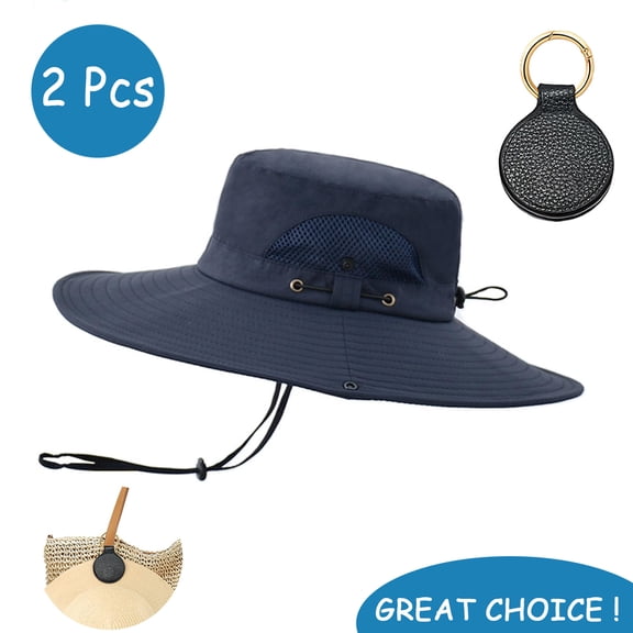 SkyAuks Sun Hats for Men with Hat Clip, Bucket Hats for Men, Unisex Wide Brim Boonie Hat UV Protection Breathable Beach Hat for Fishing Hiking, Navy Blue