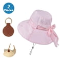 thumbnail image 1 of SkyAuks UV Sun Visor Sun Hats for Women with Hat Clip, Wide Brim Bucket Hats with Bow, Pink, 1 of 8