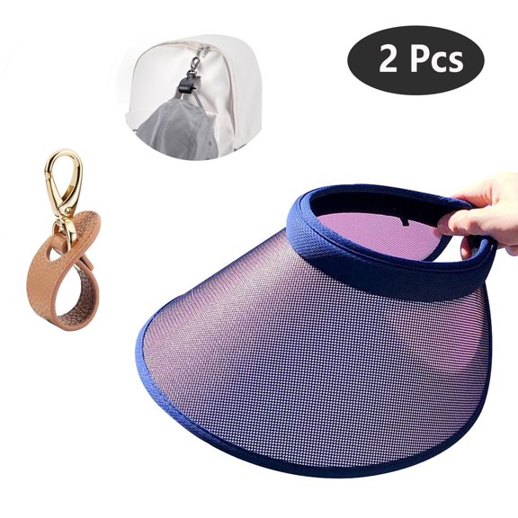 SkyAuks Sun Hats for Women with Hat Clip, Women's Empty Top Hat Discoloration Sun Cap, Wide Brim UPF 50  UV Protection Hiking Fishing Gardening Caps, Waterproof, Navy Blue