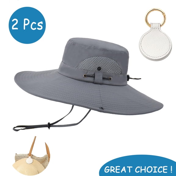SkyAuks Sun Hats for Men with Hat Clip, Bucket Hats for Men, Unisex Wide Brim Boonie Hat UV Protection Breathable Beach Hat for Fishing Hiking, Gray