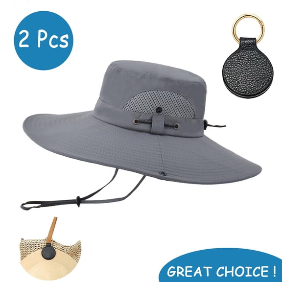 SkyAuks Sun Hats for Men with Hat Clip, Bucket Hats for Men, Unisex Wide Brim Boonie Hat UV Protection Breathable Beach Hat for Fishing Hiking, Gray