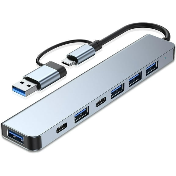 SkyAuks USB C 7 in 1 Multiport Docking Station, Silver
