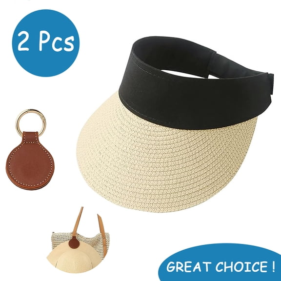 SkyAuks UV Sun Visor Hats for Women with Hat Clip, Beach Hats for Women, Lightweight Foldable Floppy Hat Breathable Casual Summer Outdoor Hat, Beige