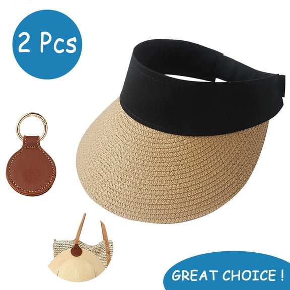 SkyAuks UV Sun Visor Hats for Women with Hat Clip, Beach Hats for Women, Lightweight Foldable Floppy Hat Breathable Casual Summer Outdoor Hat, Khaki