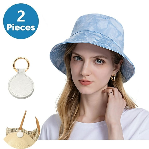 SkyAuks UV Sun Visor Hats for Women with Hat Clip, Lightweight Foldable Bucket Caps, Pale Blue