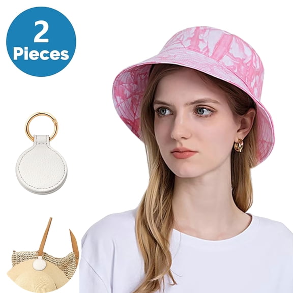 SkyAuks UV Sun Visor Hats for Women with Hat Clip, Lightweight Foldable Bucket Caps, Pink