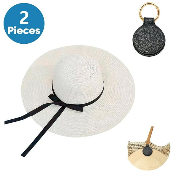 SkyAuks UV Sun Visor for Women with Hat Clip, Foldable & Packable Wide Brim Cap with Bow, White