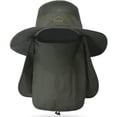 thumbnail image 1 of SkyAuks Unisex Fishing Hat for Adults, with Face Cover & Neck Flap, Outdoor UV Sun Protection Wide Brim Hat for Men & Women, Armygreen, 1 of 6